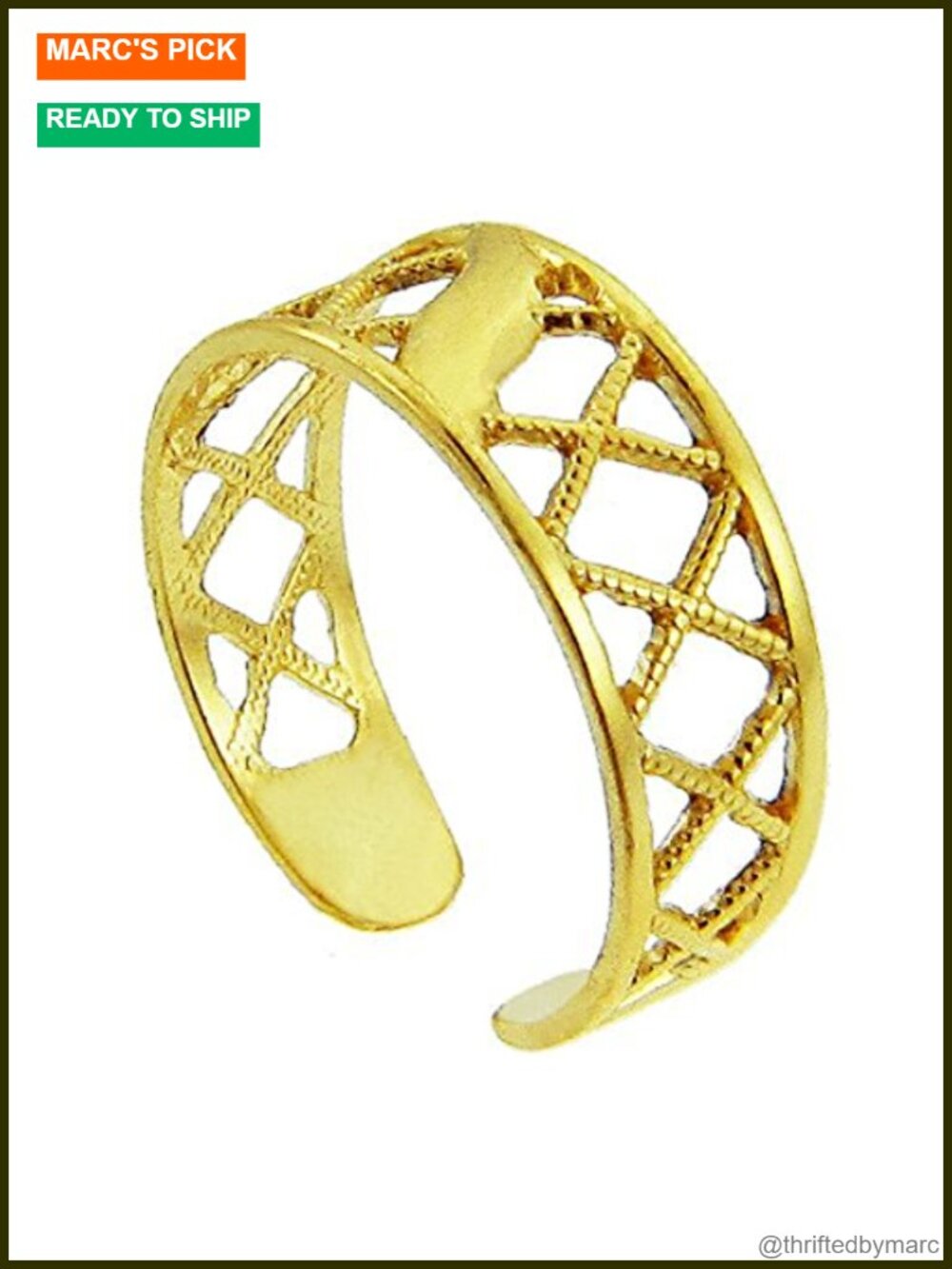 Solid Gold 10K 14K Hatch Cross Toe Ring Style Unisex Gift